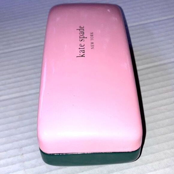 KATE SPADE Sunglasses Eyeglass Case Pink and Charcoal Gray Grey Hard Clamshell - Picture 6 of 10